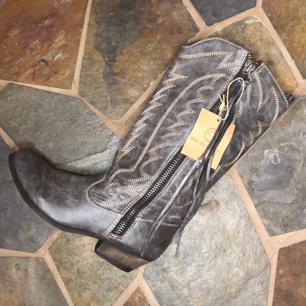 Big Buddha grey stitched cowboy boots tall SIZE 10